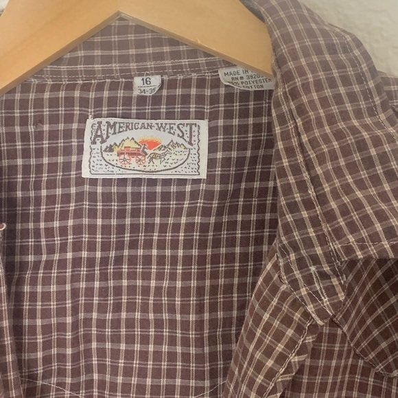 American West | Vintage lightweight throw on plaid button down shirt siz… - Picture 2 of 6